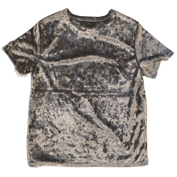 Derek Heart Crushed Velvet Short Sleeve Gray 10 12 Medium Flower Rebel - Picture 2 of 4